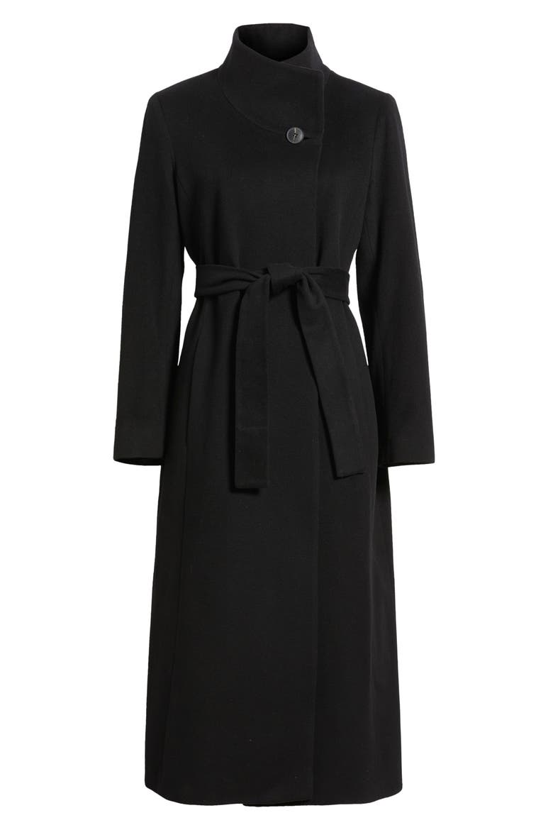 Tatiana Belted Wool Coat, Alternate, color, BLACK