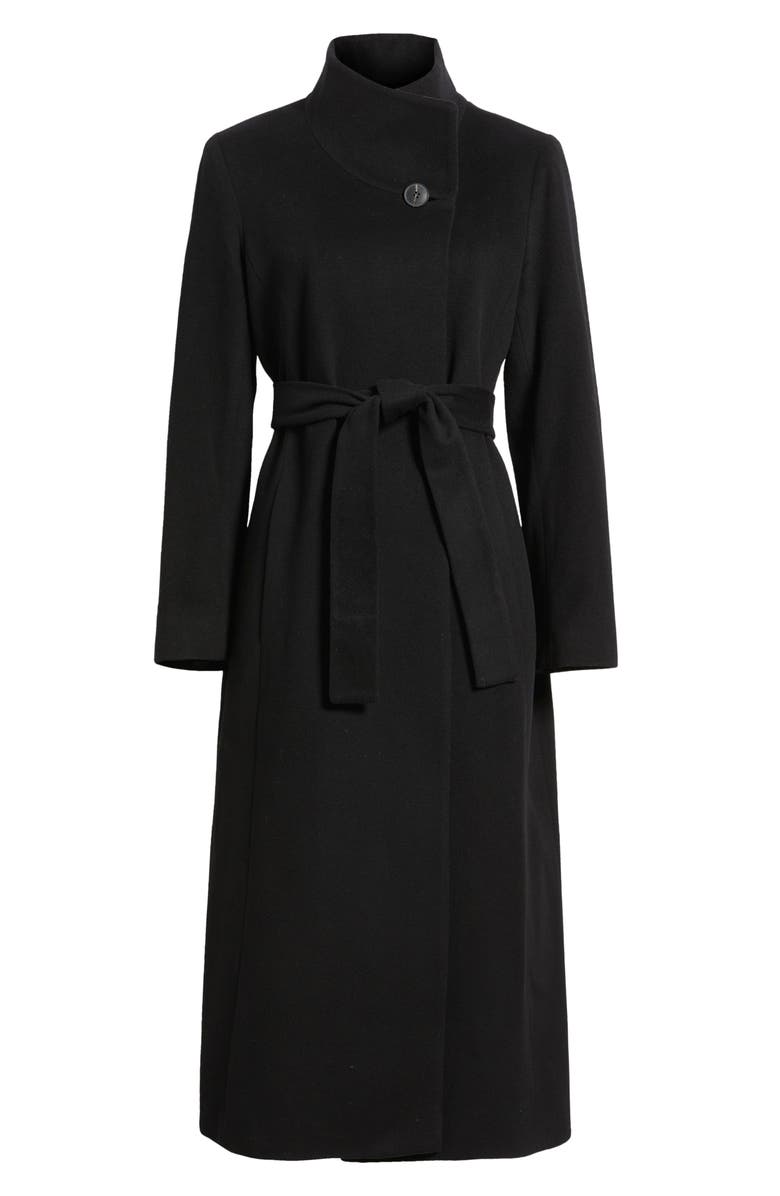 Fleurette Tatiana Belted Wool Coat, Alternate, color, Black