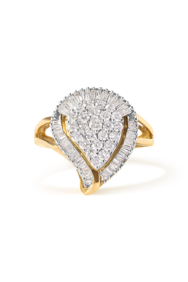 10K Yellow Gold 1 Cttw Diamond Ballerina Cluster Ring, Alternate, color, Yellow