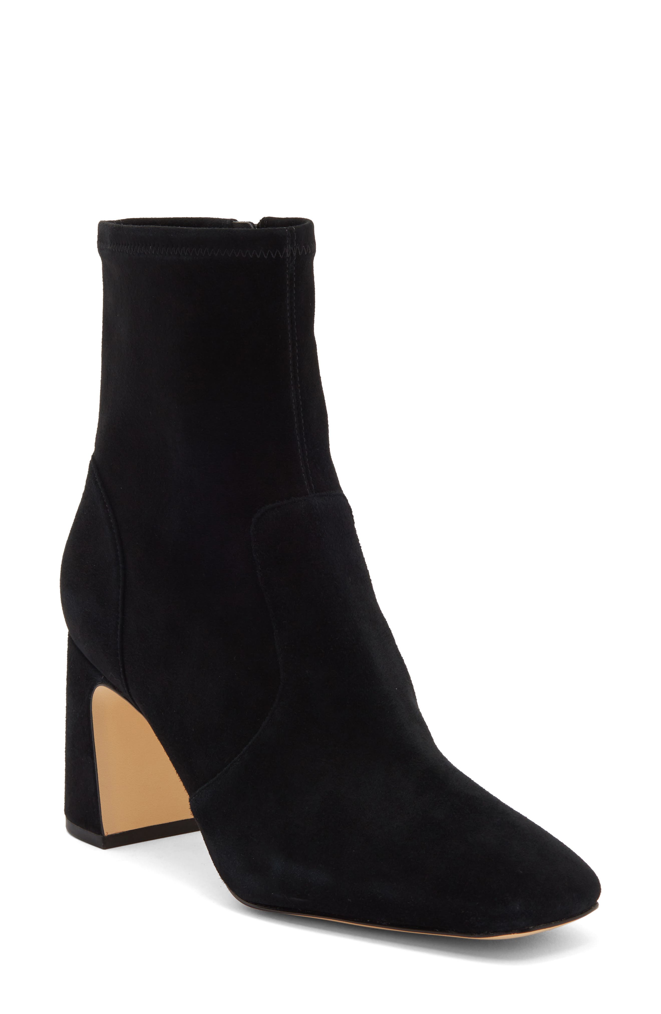 Smna Stretch Leather Bootie, Main, color, BLACK STRETCH SUEDE
