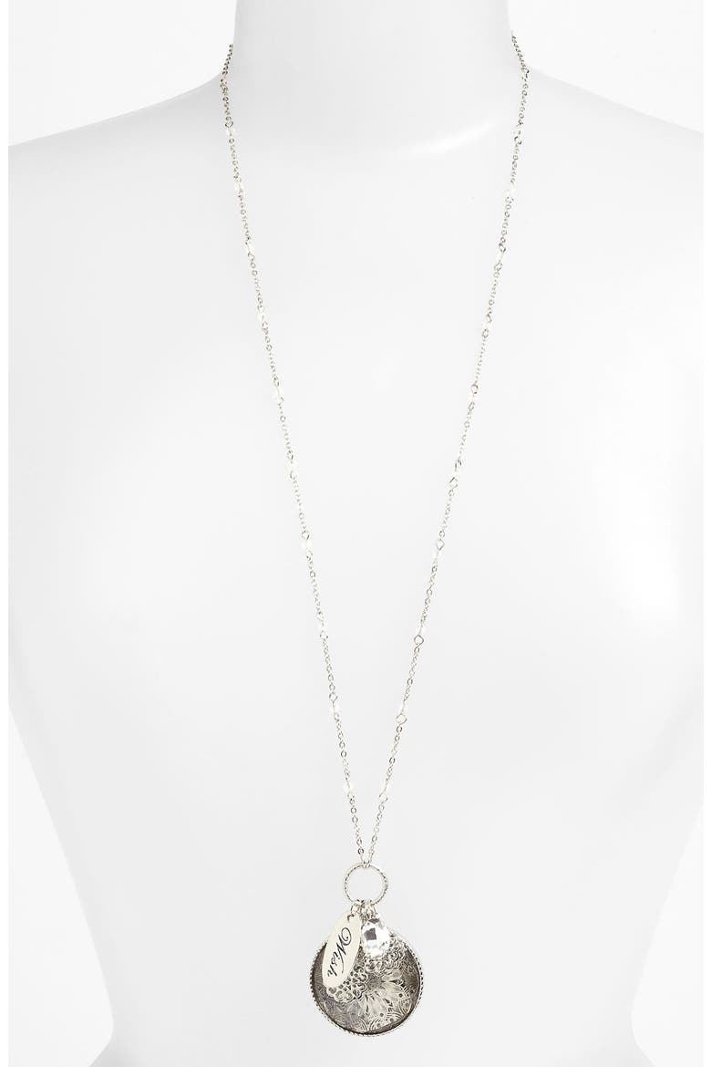 'Tinseltown' Long Cluster Pendant Necklace, Main, color, SILVER MULTI