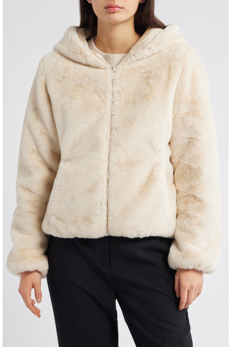 Laila Faux Fur Reversible Water Repellent Puffer Jacket, Main, color, SHORE BEIGE