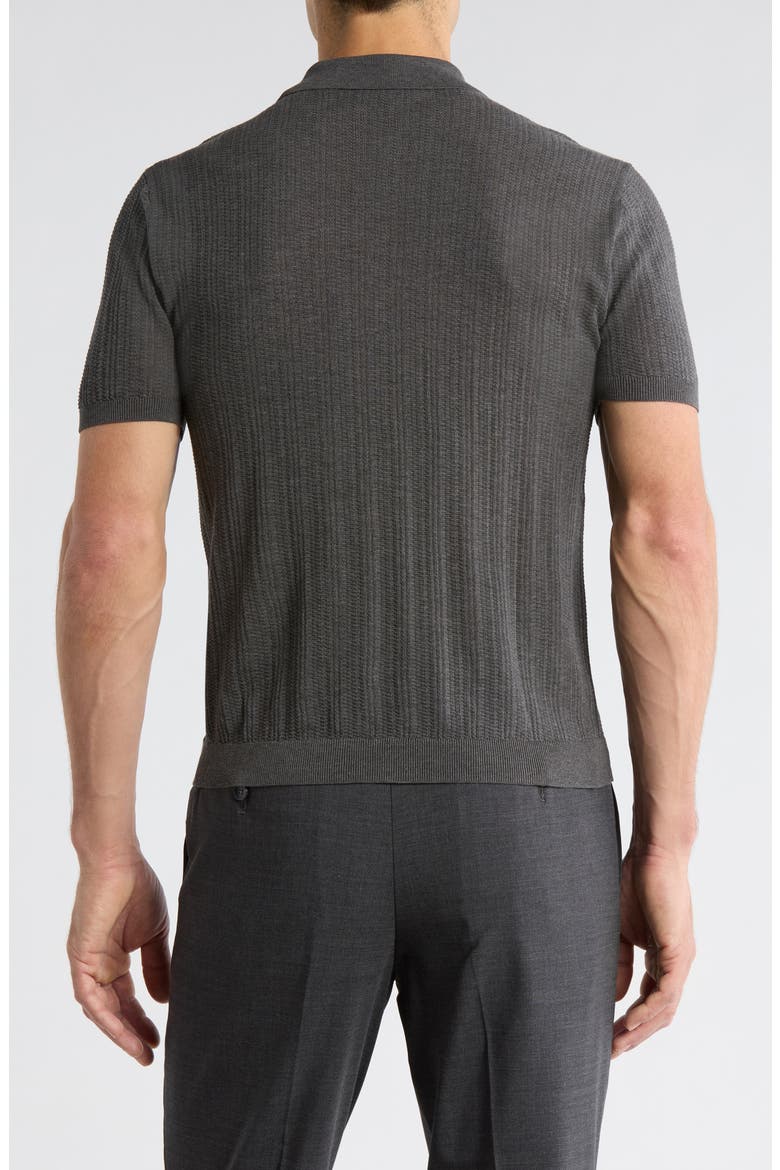 Textured Quarter Zip Polo, Alternate, color, GREY