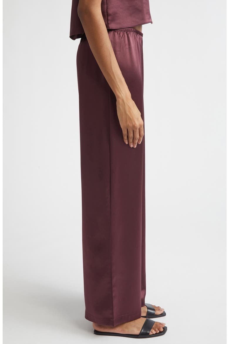 Barb Wide Leg Satin Pants, Alternate, color, MALBEC
