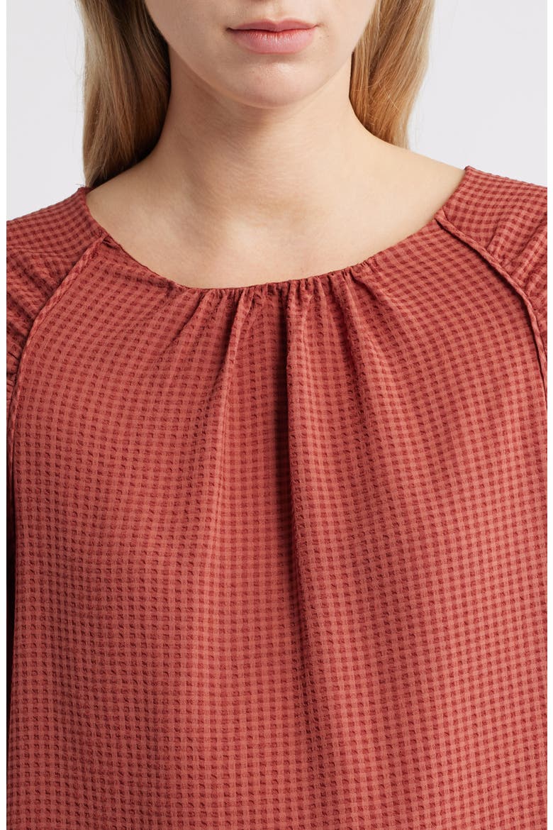 Shirred Bell Sleeve Top, Alternate, color, MAHOGANY RED