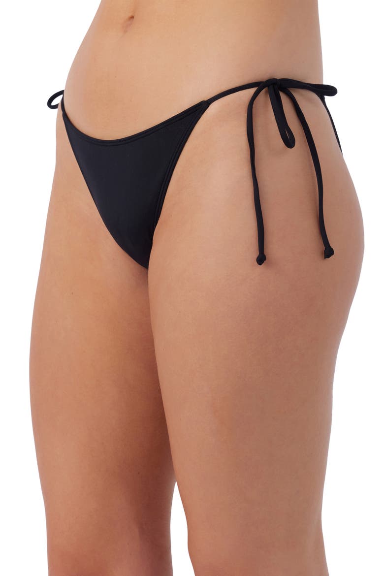 Saltwater Solids Maracas Side Tie Bikini Bottoms, Alternate, color, BLACK
