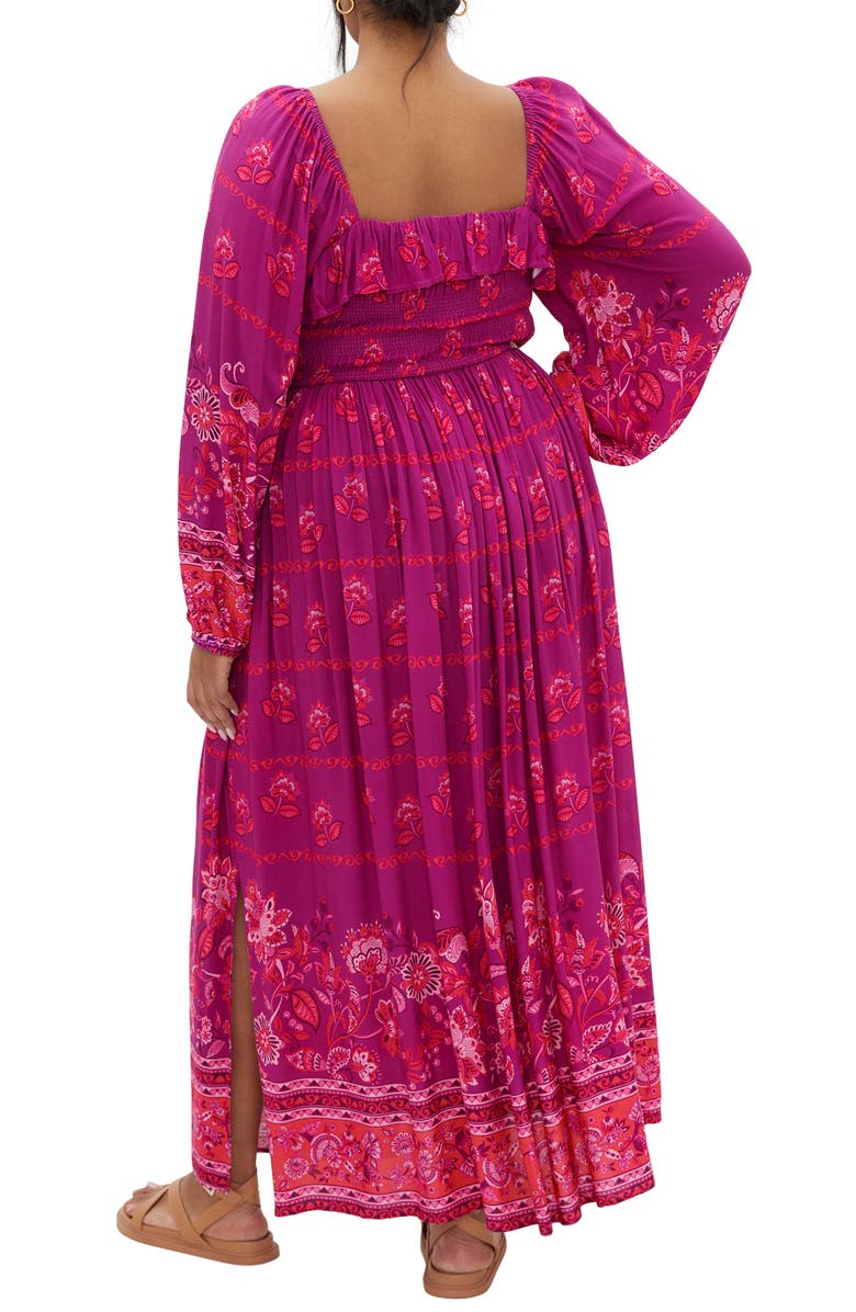 City Chic Estelle Print Long Sleeve Maxi Dress, Alternate, color, Dreamy Border