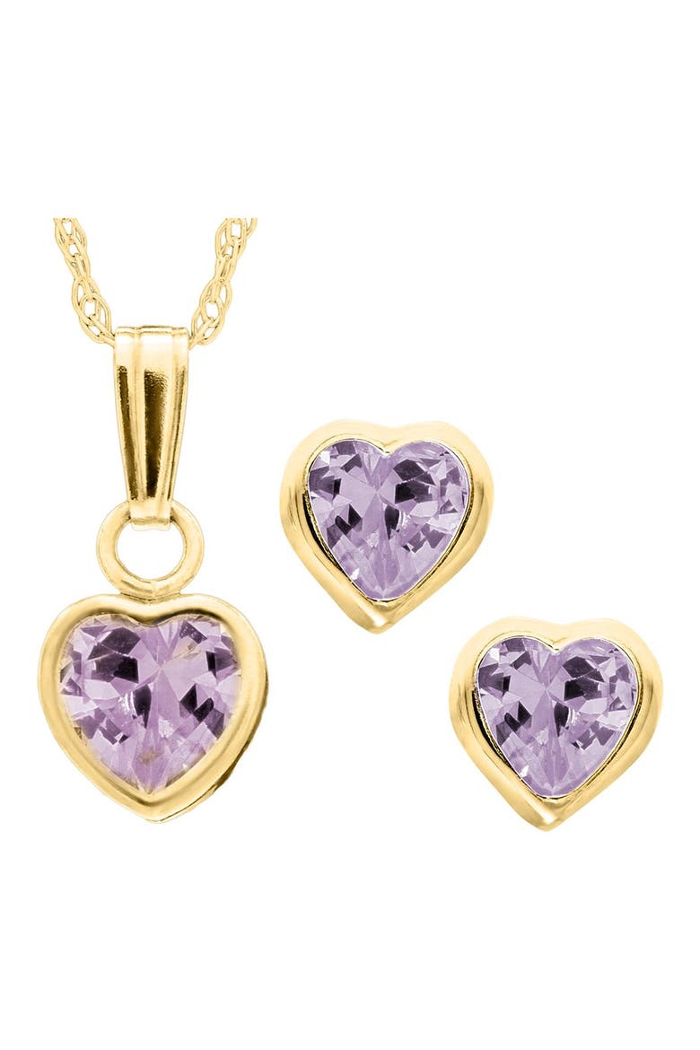 14k Gold Birthstone Necklace & Stud Earrings, Main, color, JUNE