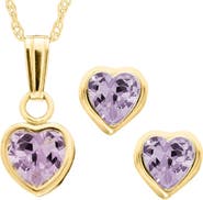 Mignonette 14k Gold Birthstone Necklace & Stud Earrings