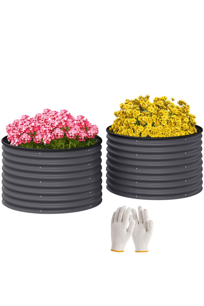 Raised Set of, Planters for Plants with Safety, Main, color, Dark Gray