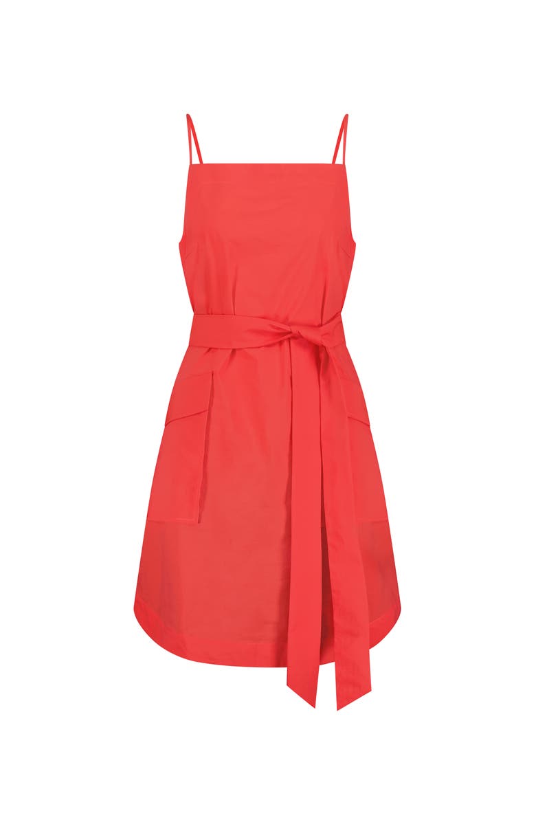 Lela Rose Tech Poplin Belted Dress, Main, color, Watermelon