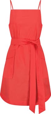 Lela Rose Tech Poplin Belted Dress