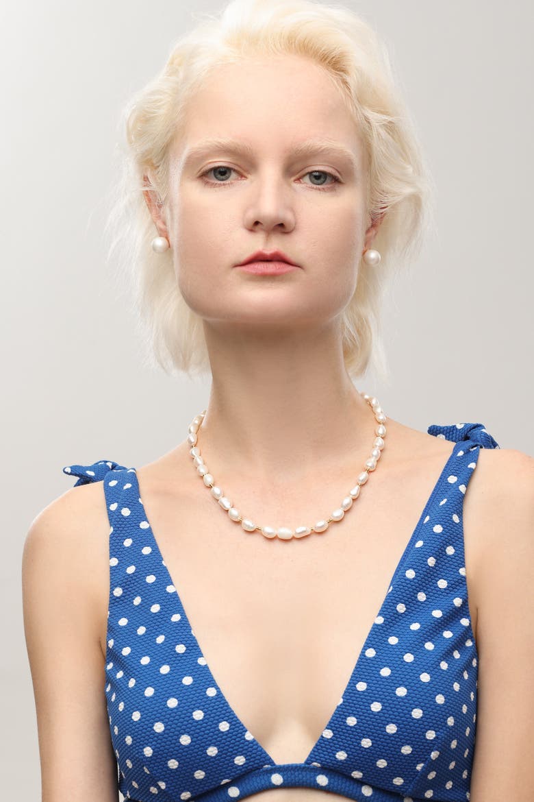 Mera Baroque Freshwater Pearl Beaded Necklace, Alternate, color, Gold