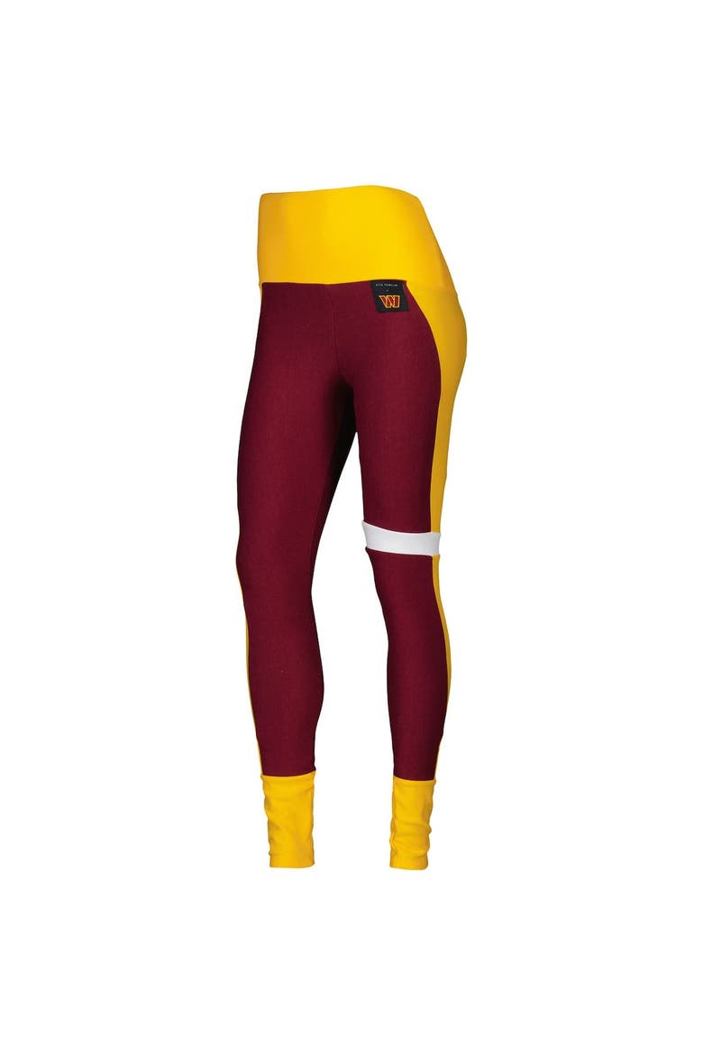 Women's KIYA TOMLIN Burgundy/Gold Washington Commanders Colorblock Tri-Blend Leggings, Alternate, color, Burgundy