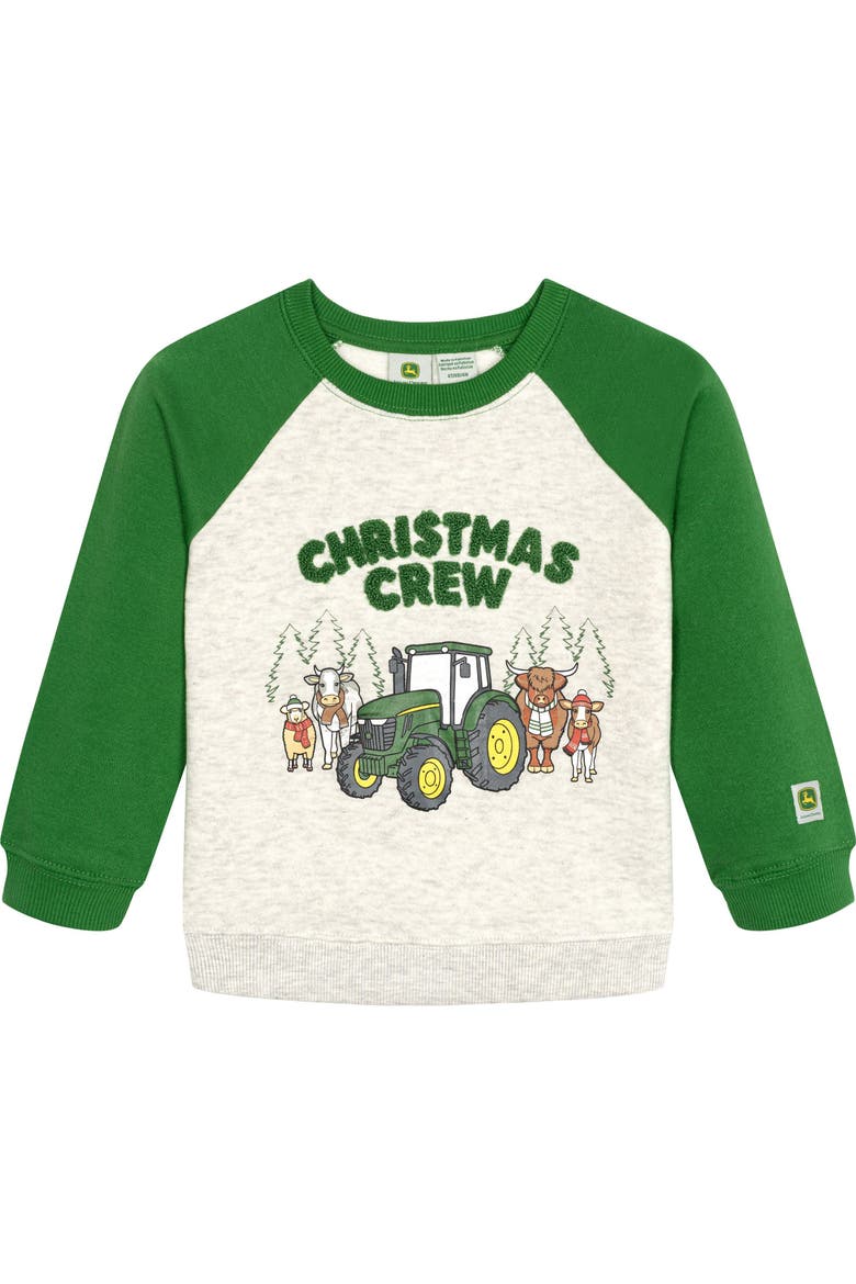 Holiday Fleece Pullover, Main, color, Oatmeal Heather Green