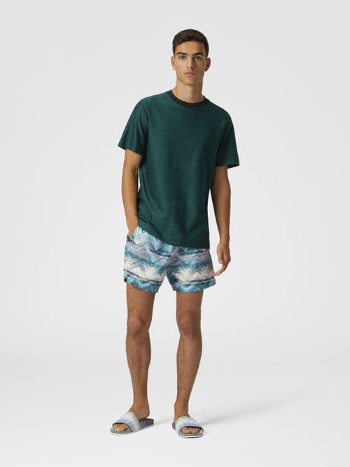 Missoni Swim Shorts With Macro Zig Zag Dégradé Print In Blue