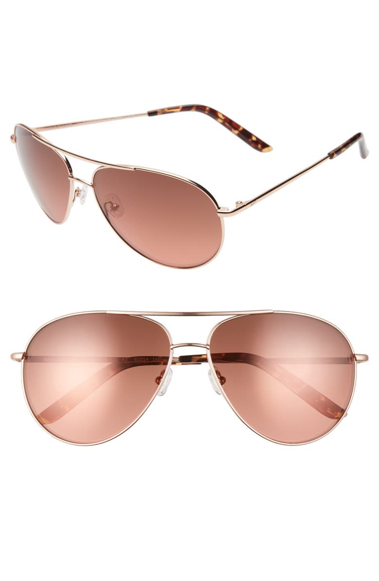 Nike Chance 61mm Mirrored Aviator Sunglasses, Main, color, Rose Gold/ Tort Copper
