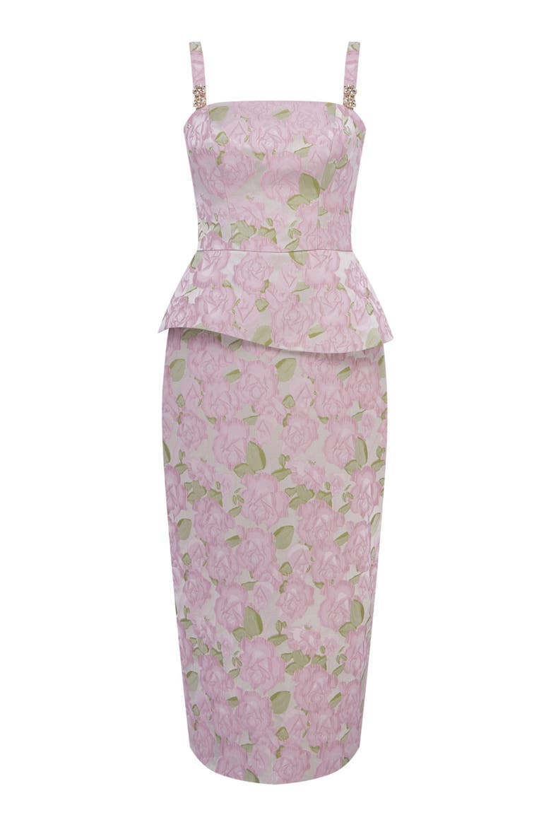 Garden Jacquard Midi Dress, Alternate, color, PINK