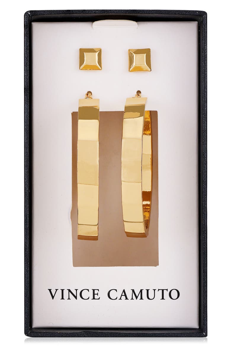Set of 2 Earrings, Alternate, color, GOLD
