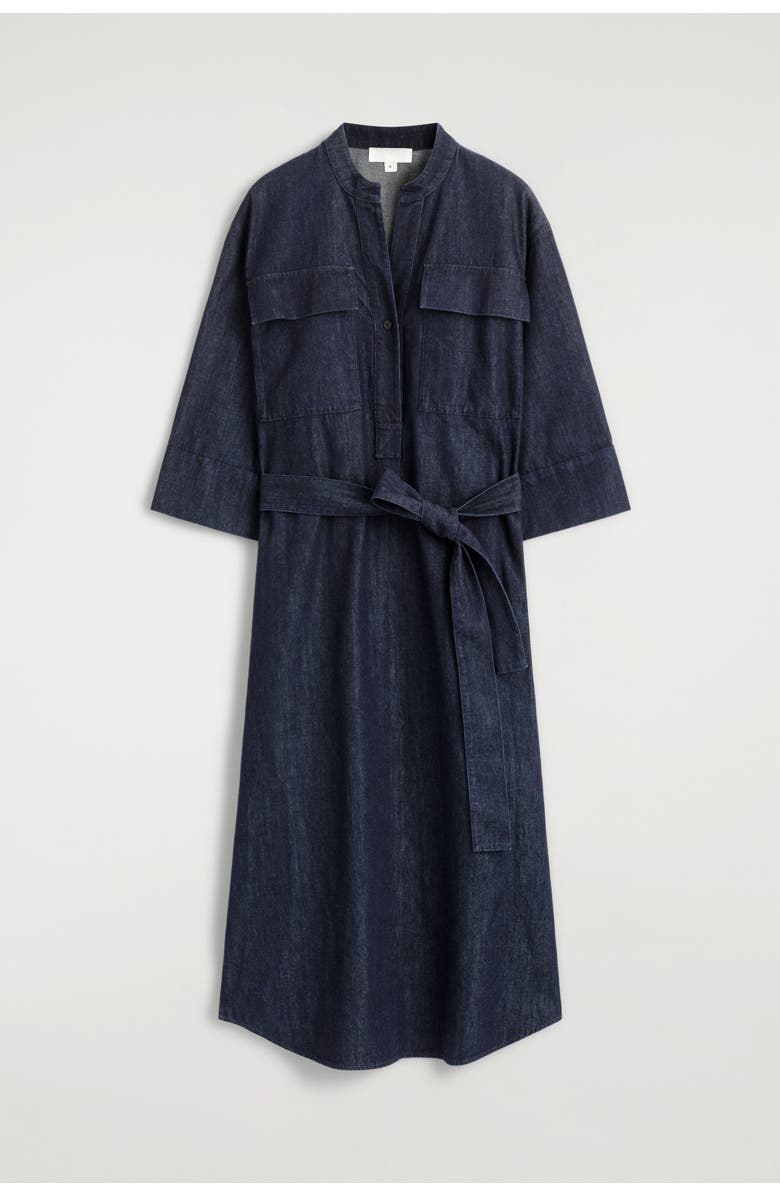 COS Denim Utility Midi Shirt Dress, Alternate, color, Dark Blue