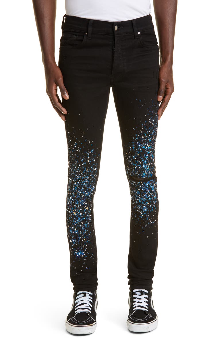 AMIRI Crystal Painter Ripped Skinny Jeans, Main, color,