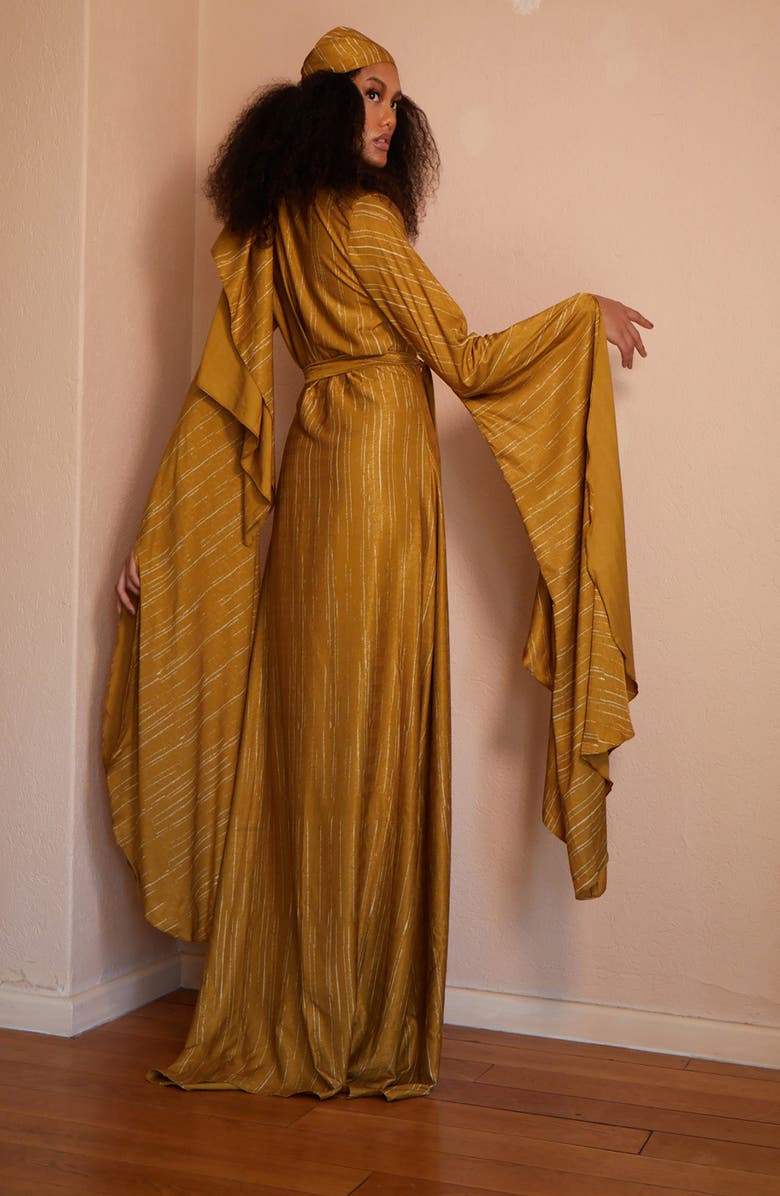 DIARRABLU Maya Exaggerated Long Sleeve Textured Wrap Dress, Alternate, color, 