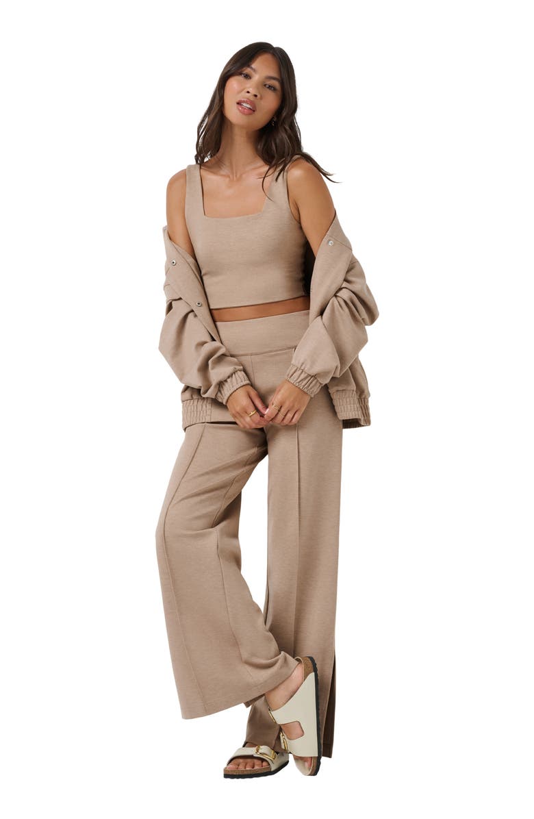 TravisMathew Friday Ponte Square Neck Crop Tank, Alternate, color, Heather Portabella