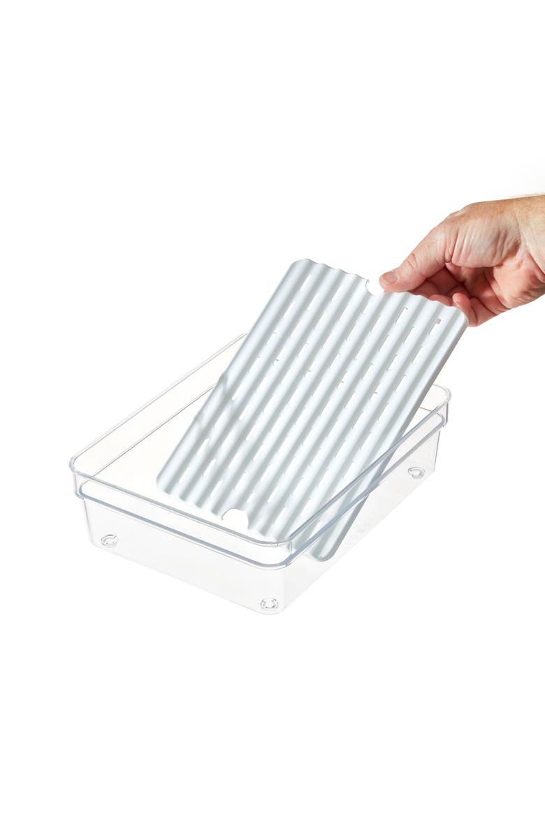 iDesign Large Fridge Produce Bin with Drainage Tray - Set of 4 - Clear, Alternate, color, Clear