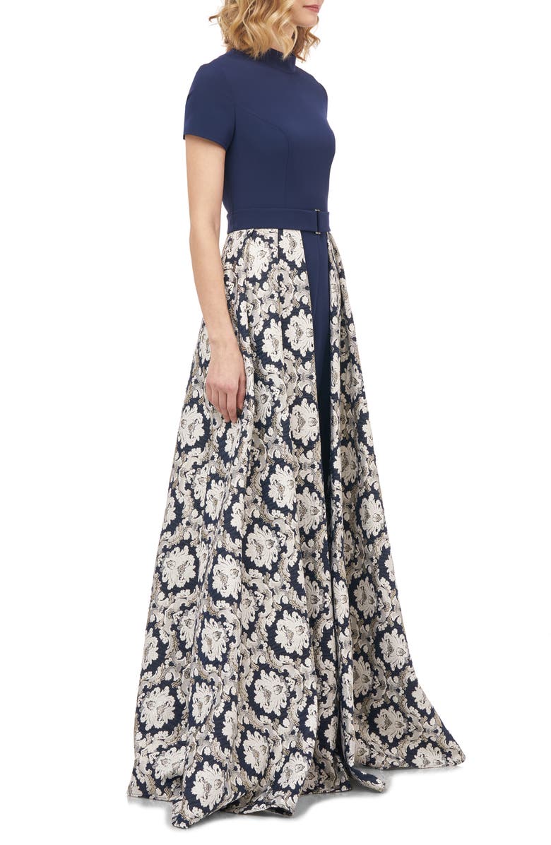 Kay Unger Donatella Jacquard & Stretch Crepe Maxi Romper, Alternate, color, 