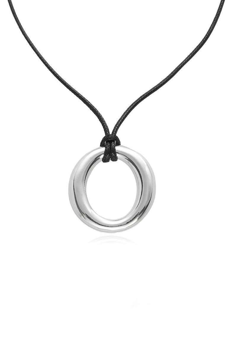 Circle Pendant Cord Necklace, Alternate, color, BLACK