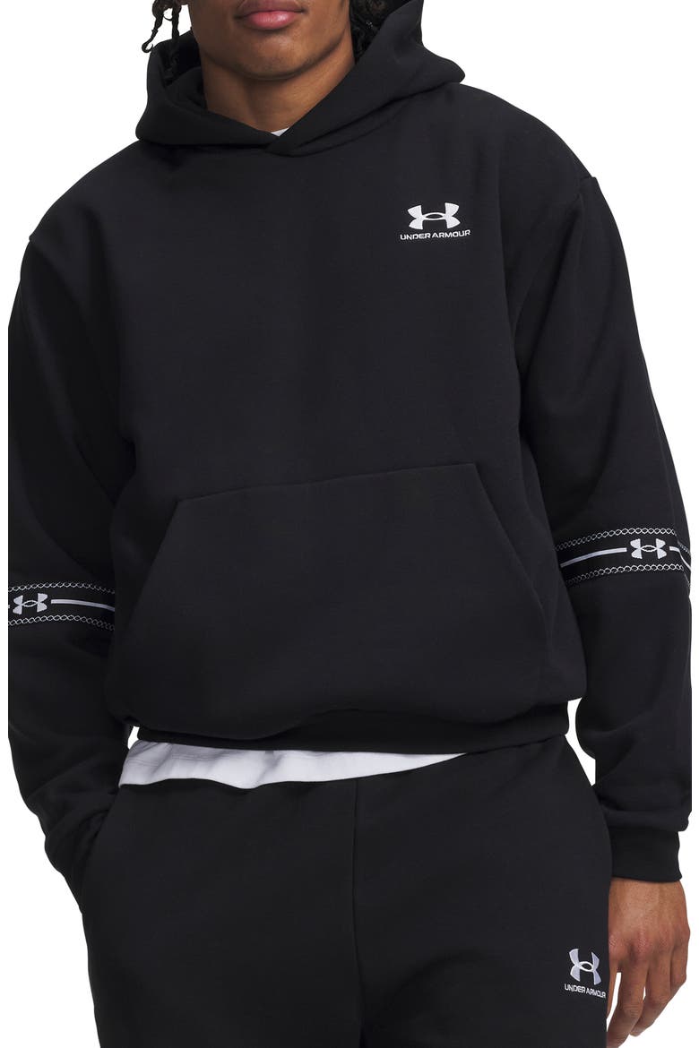 Icon Fleece Taped Hoodie, Main, color, ULTIMATE BLACK/ WHITE