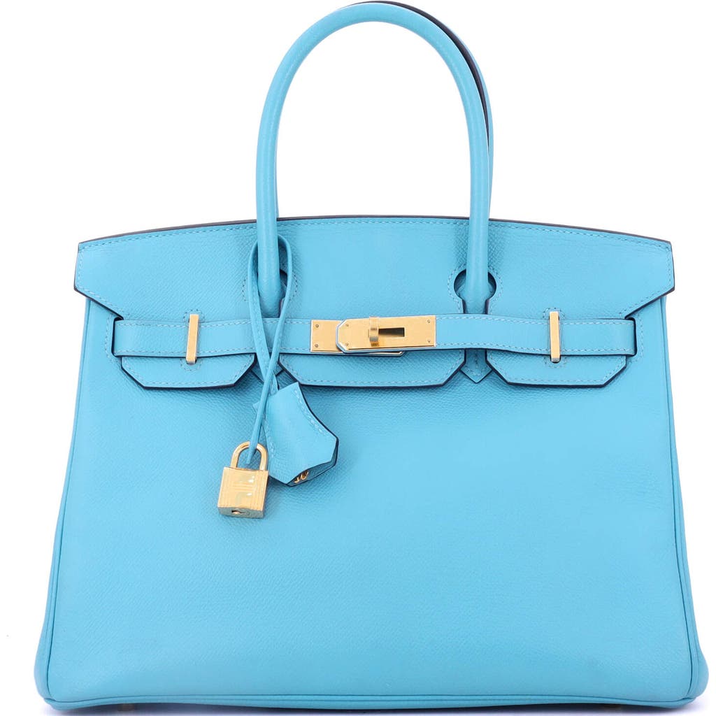 Pre-owned Hermes Hermes Birkin Handbag Blue Epsom With Gold Hardware 30 In Blue