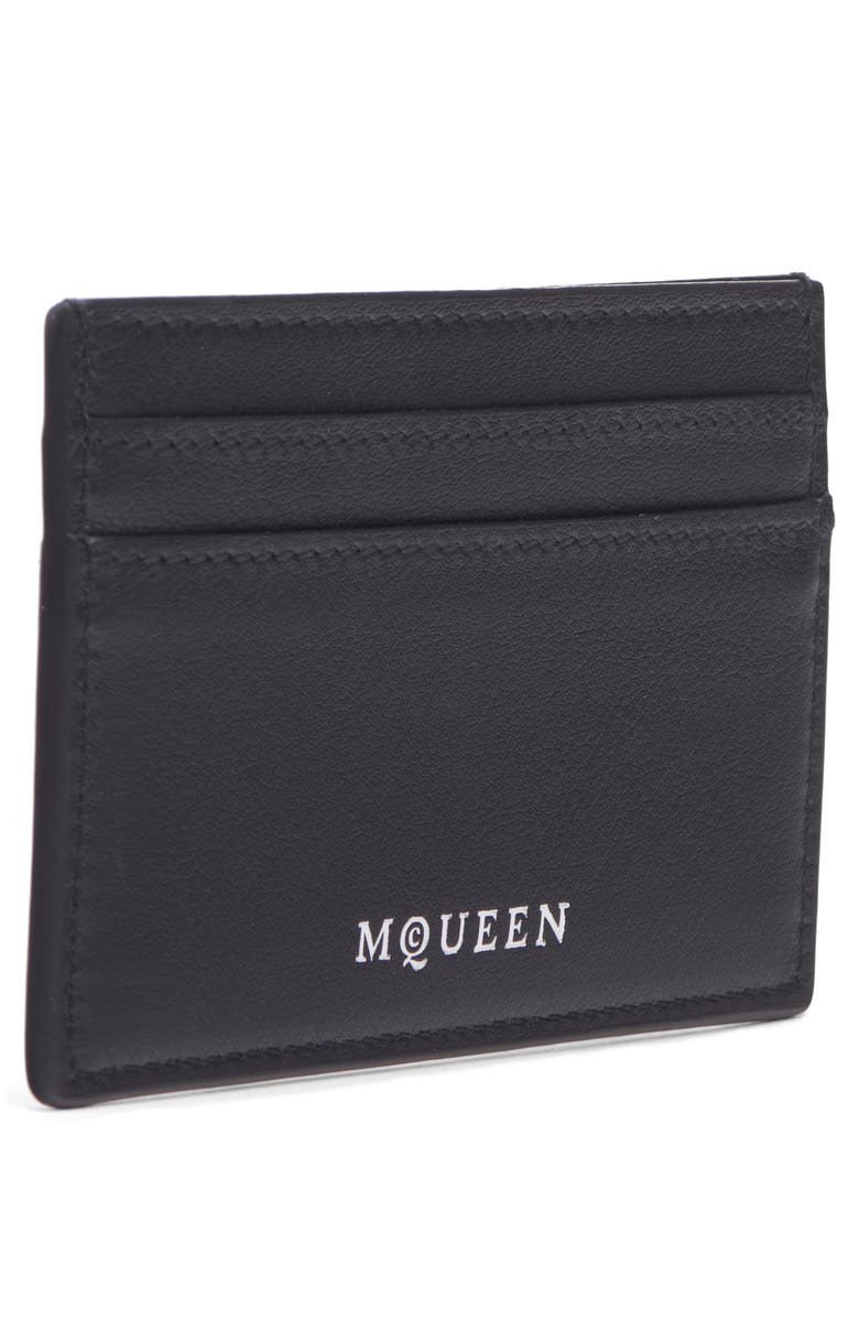 McQueen Leather Card Case, Alternate, color, Black/ Silver
