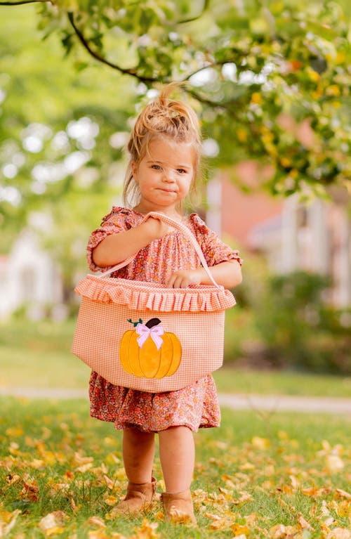 Bits & Bows Ruffled Bow Halloween Pumpkin Tote In Orange