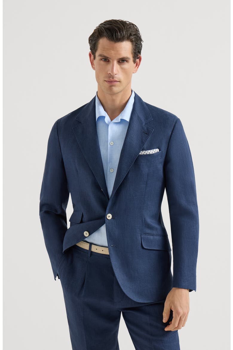 Linen deconstructed blazer, Main, color, Navy Blue