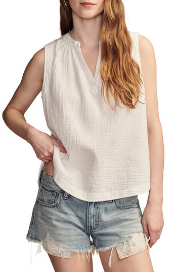 Lucky Brand Women's V-neck Extended-shoulder Sweater Vest In Bright White