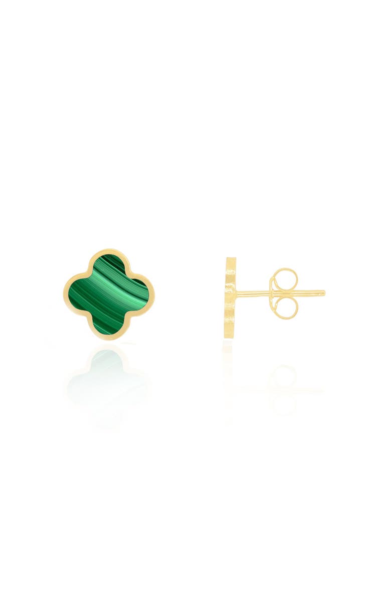The Lovery Fine Jewelry Small Malachite Clover Stud Earrings, Main, color, Malachite