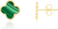 The Lovery Fine Jewelry Small Malachite Clover Stud Earrings