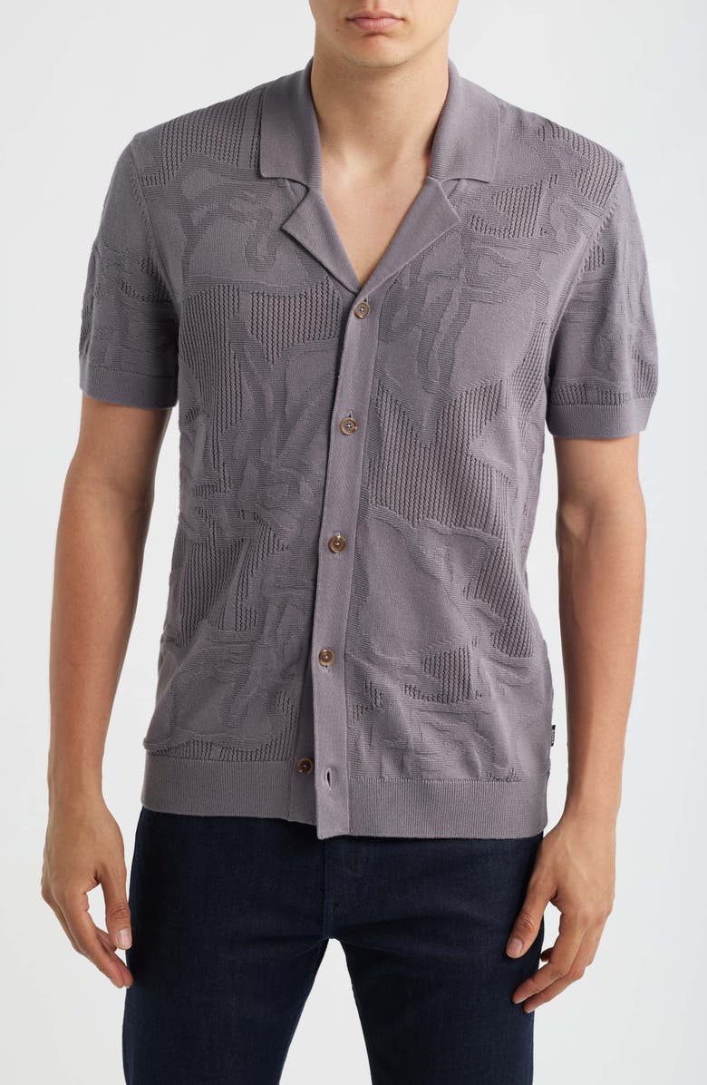 BOSS C-Noy Texture Camp Shirt, Main, color, Medium Purple