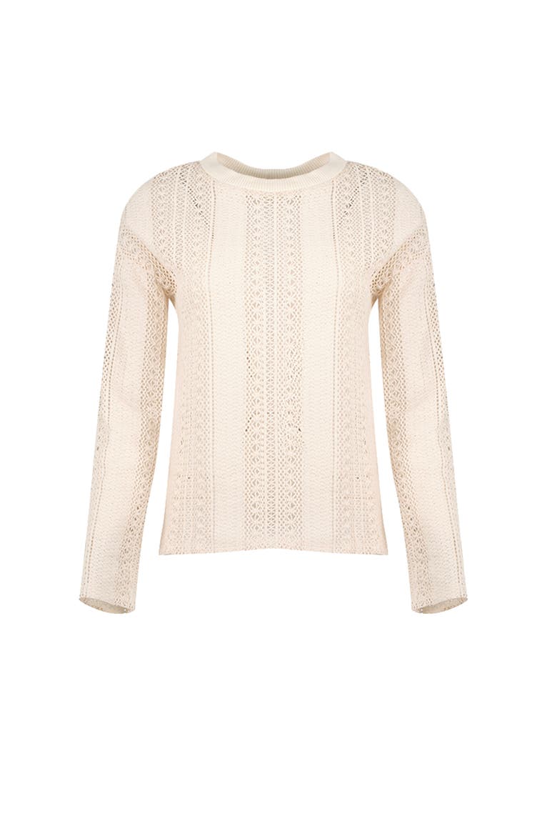 Straight Jacquard Blouse, Alternate, color, Natural