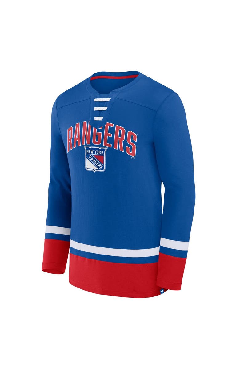 FANATICS Men's Fanatics Branded Blue New York Rangers Back Pass Lace-Up Long Sleeve T-Shirt, Alternate, color, 