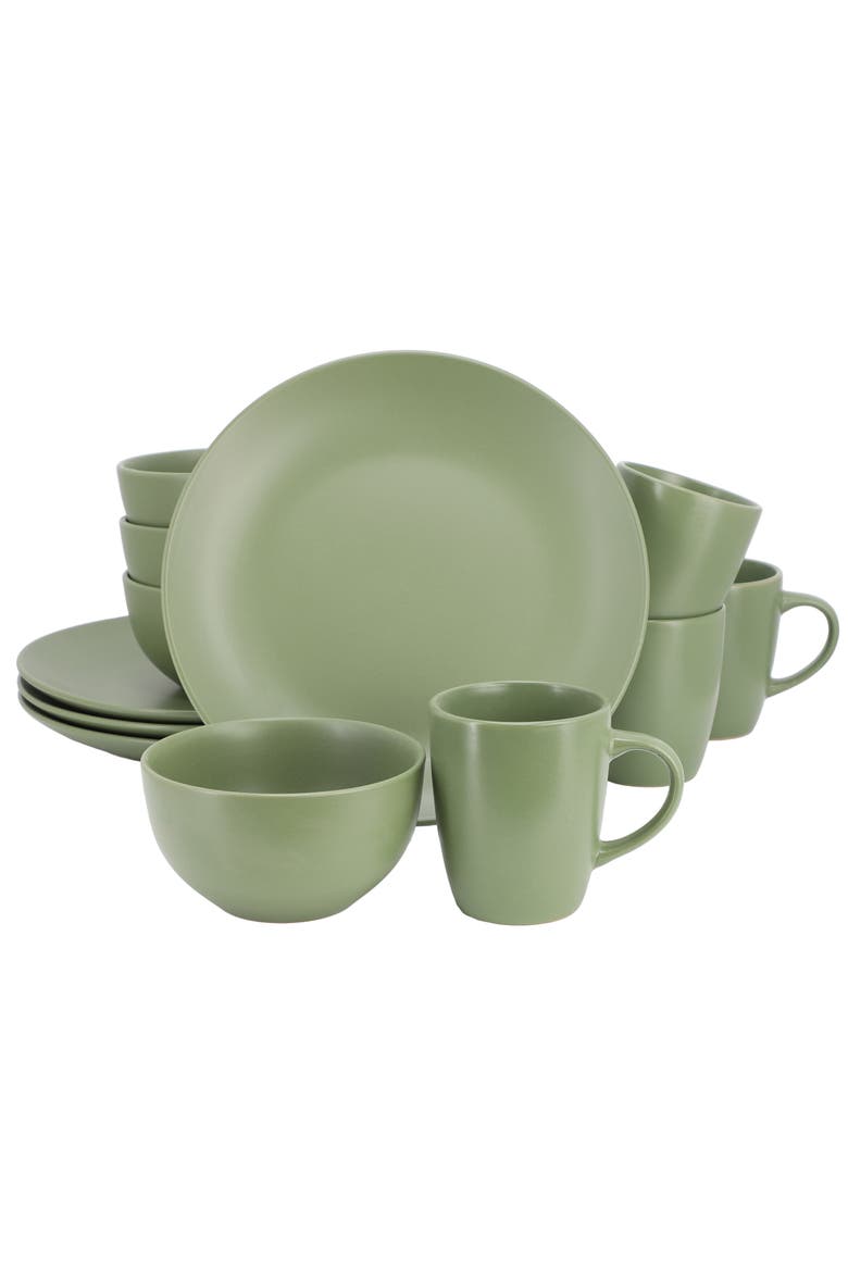 Everyday Plus 12 Piece Round Stoneware Dinnerware Set, Main, color, Green
