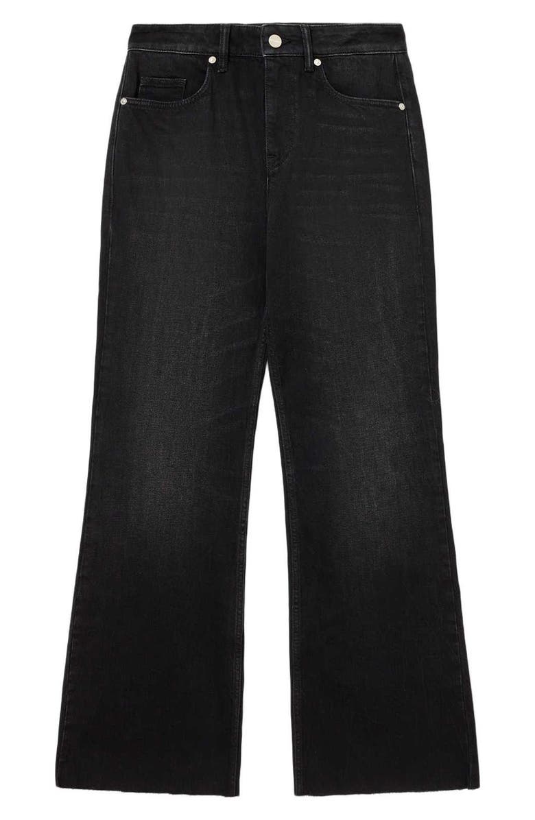 AllSaints Ember Relaxed Raw Hem Flare Jeans, Alternate, color, Washed Black