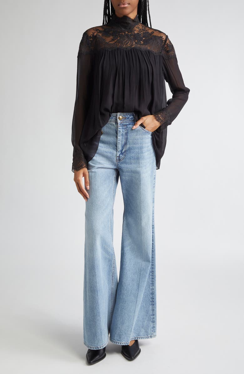 Zimmermann Hypnotic Lace Yoke Top, Alternate, color, Black