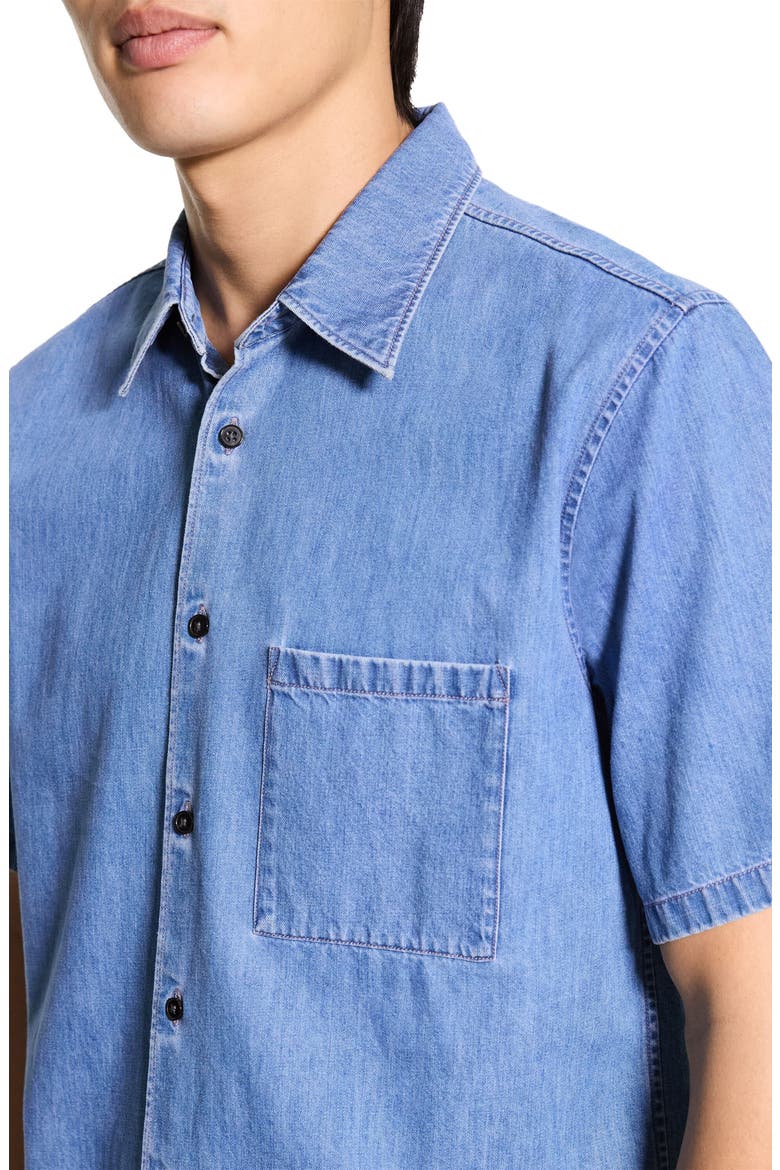 Noll Short Sleeve Cotton Denim Button-Up Shirt, Alternate, color, LIGHT WASH