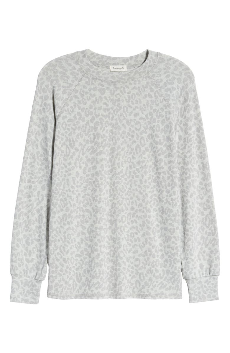 Loveappella Animal Print Raglan Pullover, Alternate, color, 