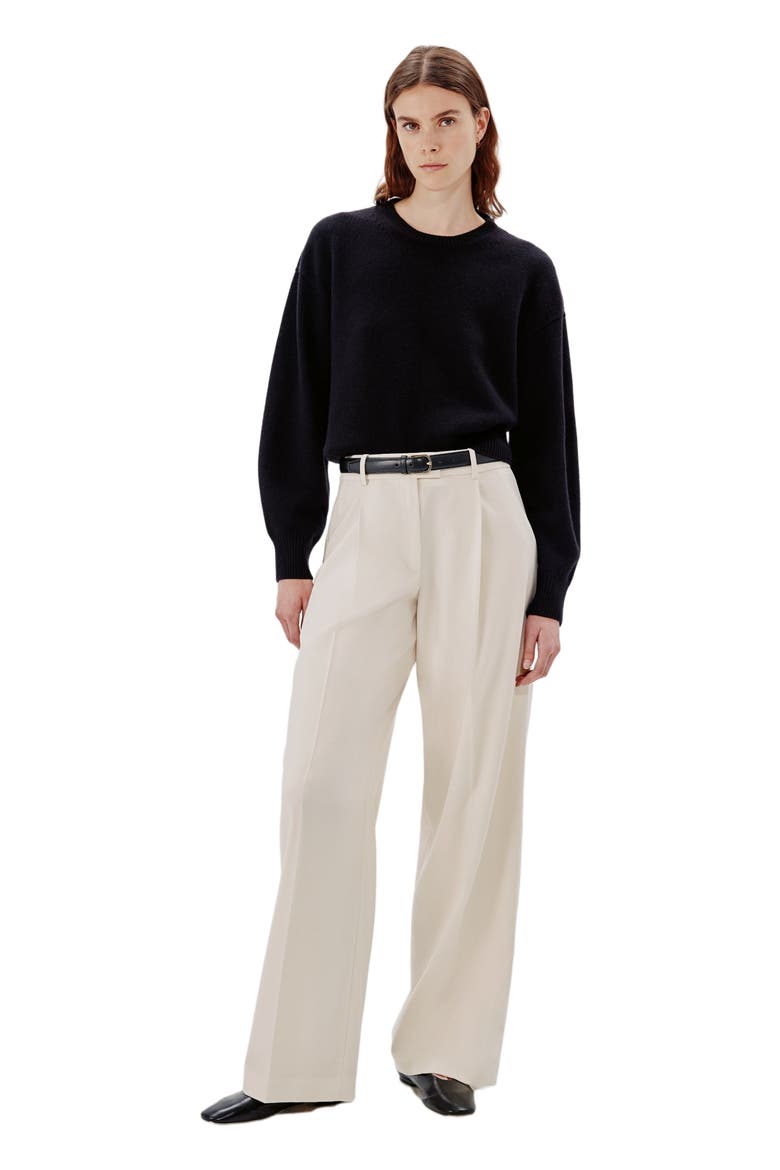 CASHMERE KNIT SWEATSHIRT, Alternate, color, BLACK