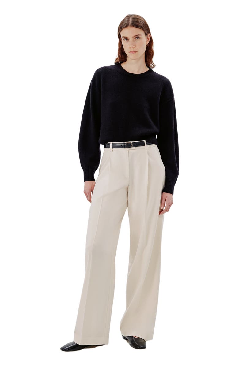 Another Tomorrow CASHMERE KNIT SWEATSHIRT, Alternate, color, Black