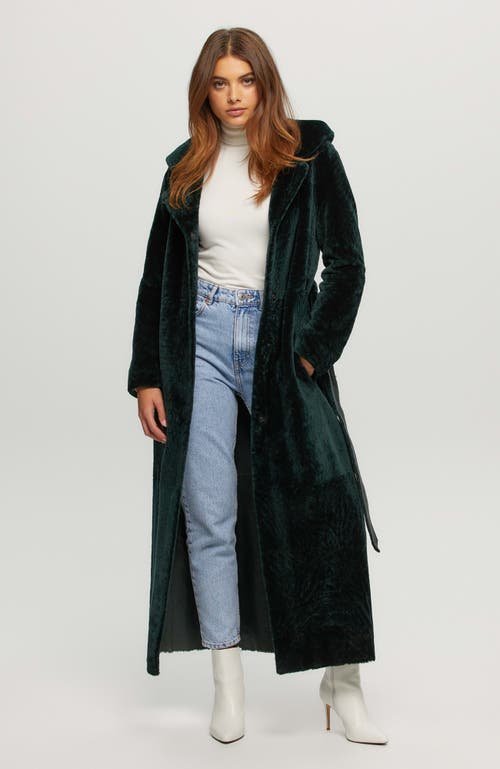 Gorski Shearling Lamb Coat With Hood In Green