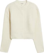 Open Edit Fuzzy Crewneck Cardigan